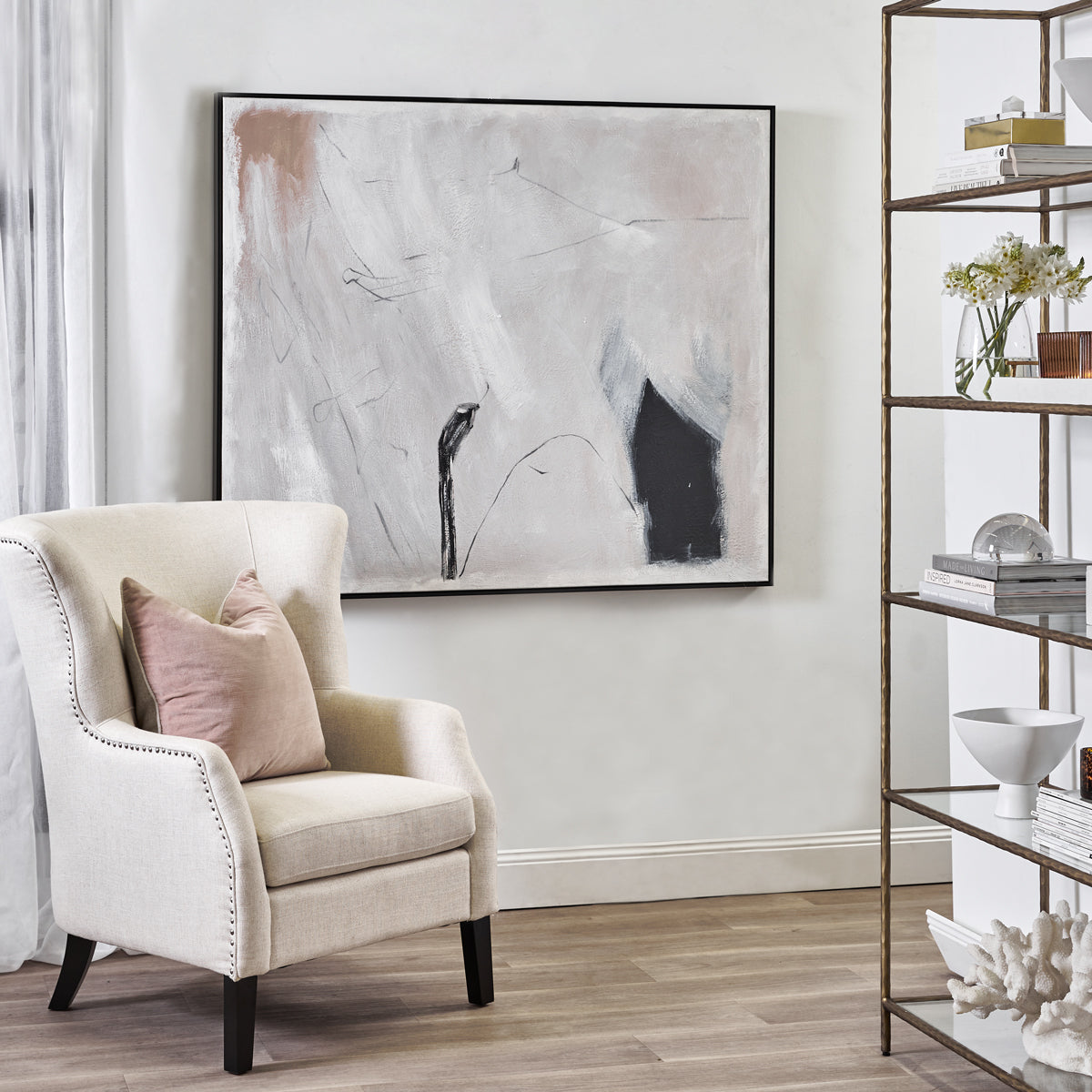 Soft Neutral Abstract Oil Canvas – 140 × 120 cm – view 2