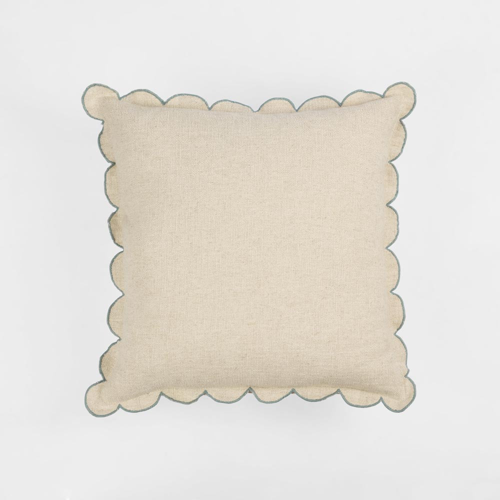 Scalloped Edge Cushion – Blue, 50 × 50 cm – view 1