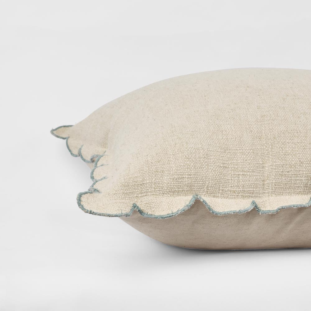 Scalloped Edge Cushion – Blue, 50 × 50 cm – view 3