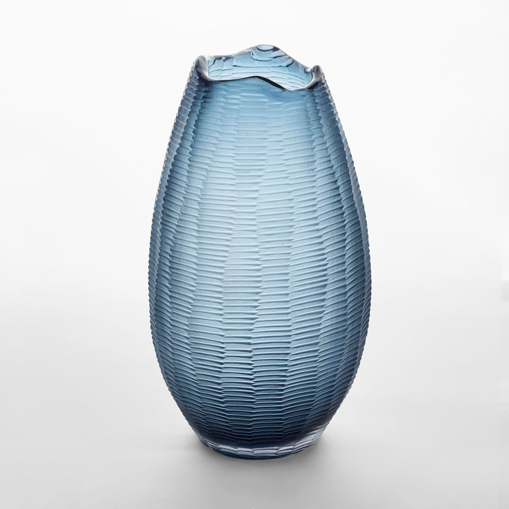 Textured Blue Glass Vase – Large – view 1
