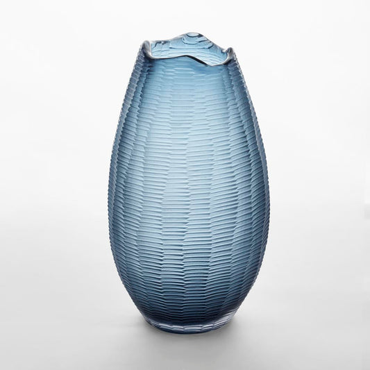 Textured Blue Glass Vase – Large – view 1