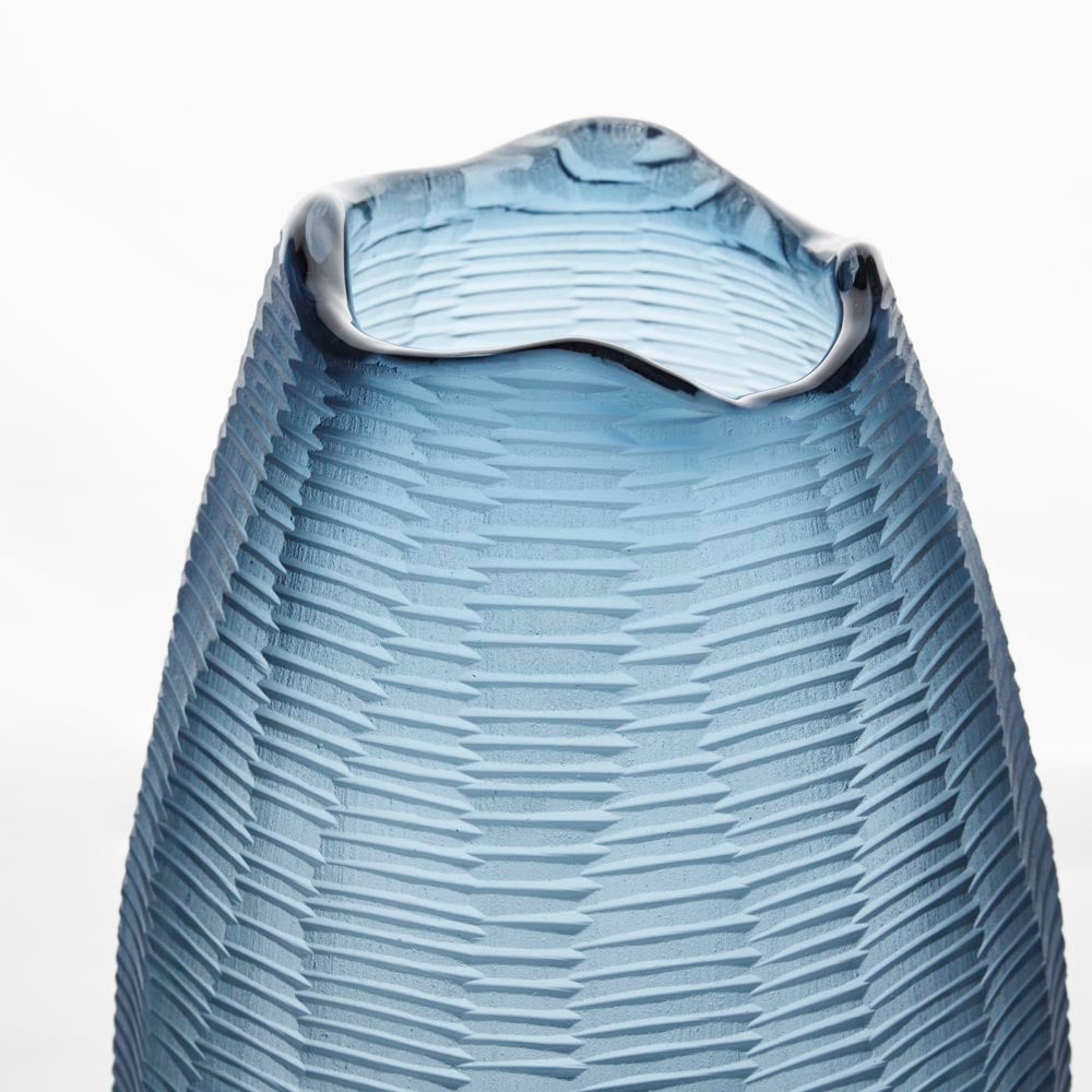 Textured Blue Glass Vase – Large – view 2