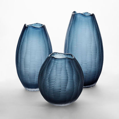 Textured Blue Glass Vase – Large – view 3