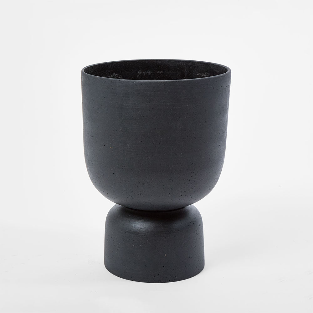 Rounded Black Polystone Planter – Medium – view 1