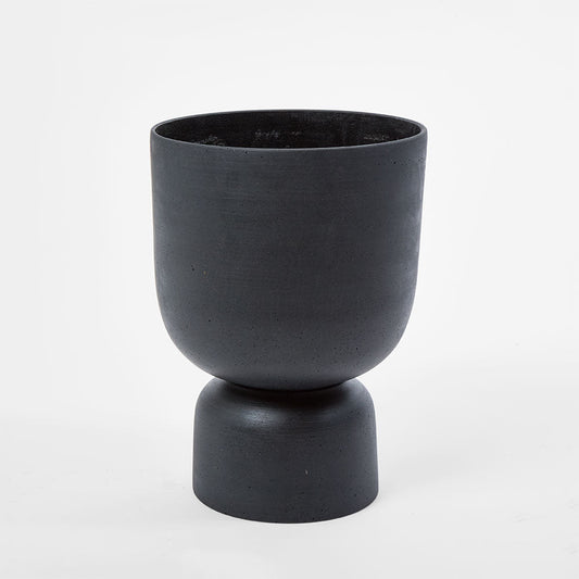 Rounded Black Polystone Planter – Medium – view 1